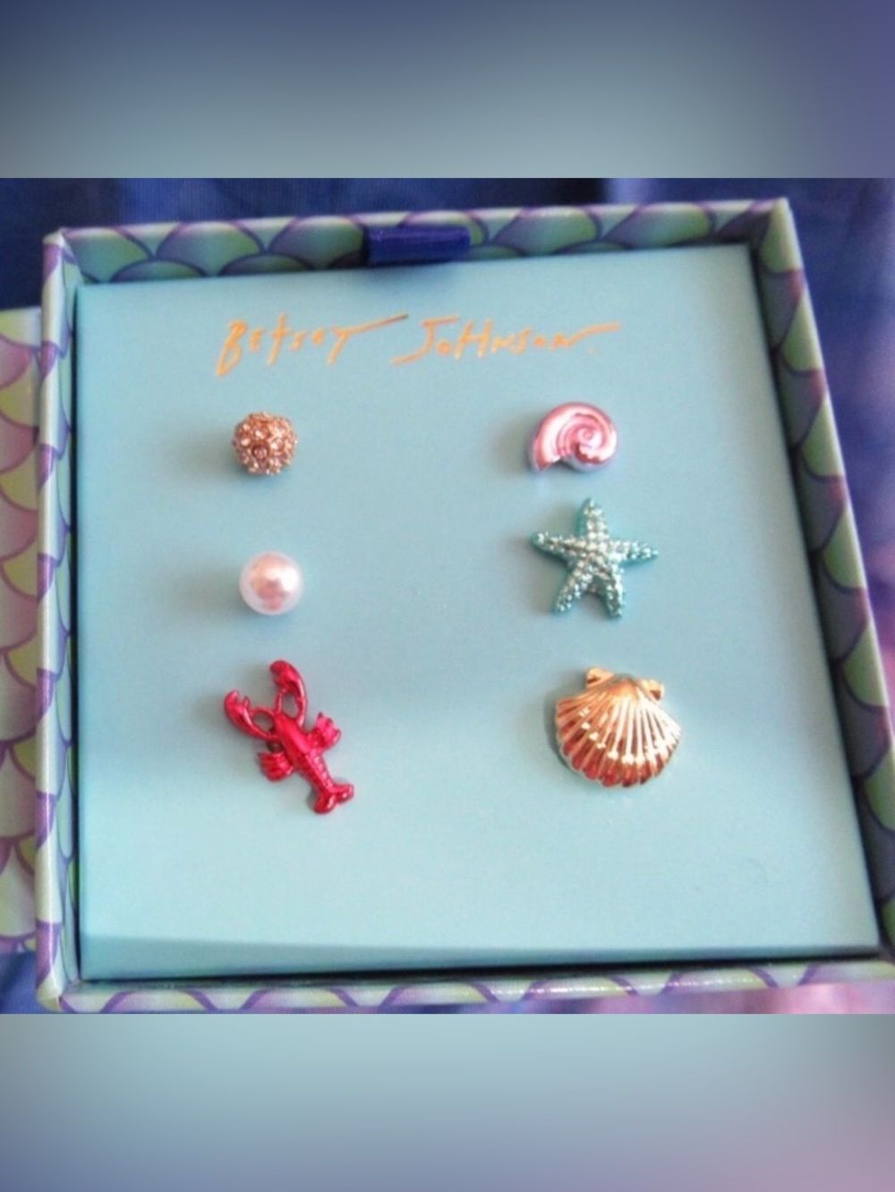 BETSEY JOHNSON Mermaid Jewels Mismatched Six Sea Creature Stud Earrings NEW NWT